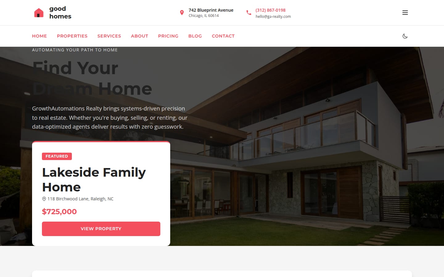 AstroJs Realty Template light mode preview 1
